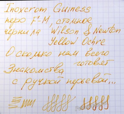 Образец письма перьевой ручки Inoxcrom Guiness