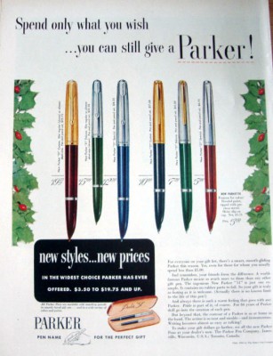 Реклама Parker 51 и Parker 21