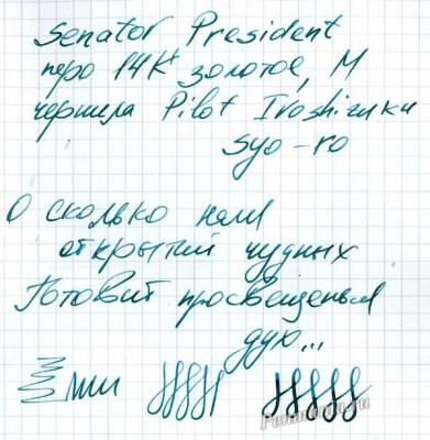 Образец письма Senator President 14K M / writing sample